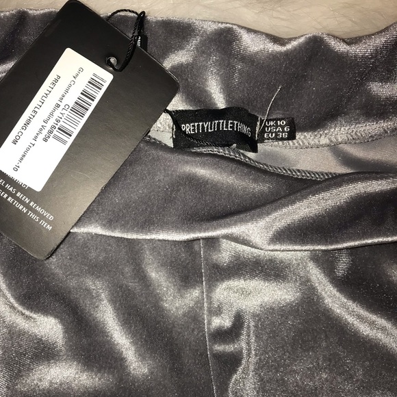 Grey Contrast Binding Velvet Trouser - Picture 5 of 8